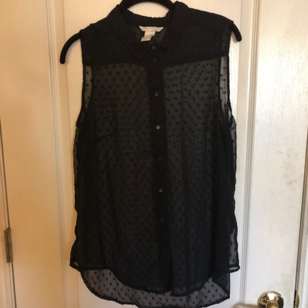 H&M Black See-Thru Sleeveless Top - Size 10